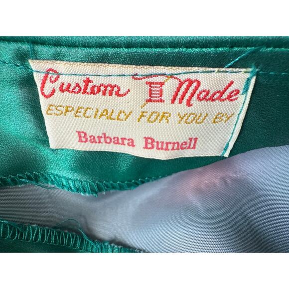 Vintage Handmade Sleeveless Full Skirt Green Party Dress Size Large - Picture 6 of 6